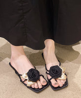Französische rosa Sandalen mit Blumenmuster und ausgehöhlter Zehenpartie